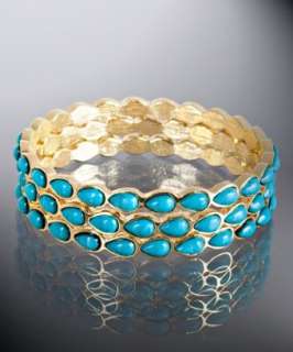 Amrita Singh set of 3   turquoise resin Hamptons bangles   