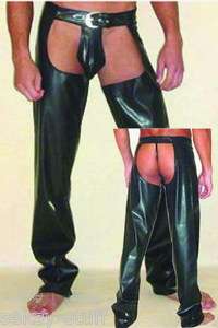 MENS BLACK THICK PVC CHAPS SET BRAND NEW IN LARGE  