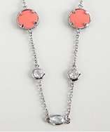 Jardin black rhodium plate coral and crystal necklace style# 318455001