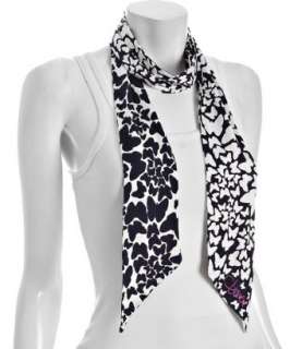Diane Von Furstenberg navy butterfly silk jersey long scarf   