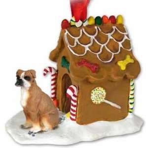  Uncropped Red Boxer Gingerbread House Christmas Ornament 