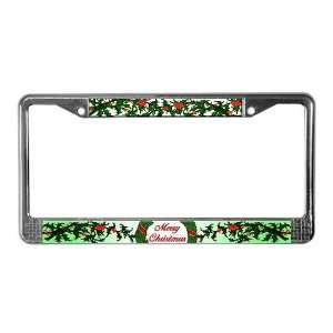 Merry Christmas Holly Graphic License Plate Frame by 