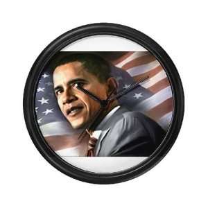  Flag Background with Obama Obama Wall Clock by  