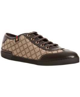 Gucci beige leather trim GG canvas sneakers  