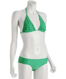 Maya emerald stretch ruffle halter bikini  