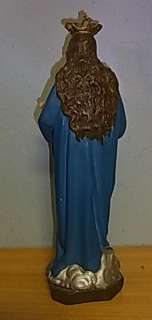 Antique German Plaster Virgin Mary with Child Statue  