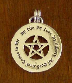 Sterling Silver Wiccan LUCK Pendant Theban RUNES Pentacle New  