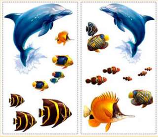 24 SEA Ocean WALL STICKERS Decals  Clown Fish+Dolphins+  