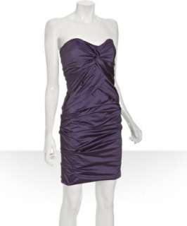 Nicole Miller purple stretch taffeta Memory strapless dress 