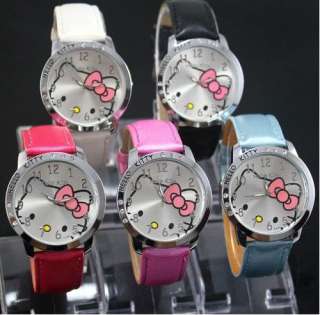   Lovely helloKitty 6 Crystal Girls Quartz Wrist Watch KT cat watches