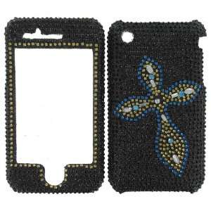  BLACK with Gold, Blue & SILVER CROSS DIVA CRYSTALS snap on 
