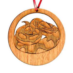 Oak Wood Ball Python Custom Christmas Ornament 4 Round  