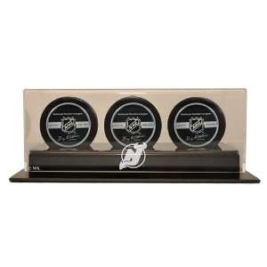   New Jersey Devils Triple Hockey Puck Display Case Sports Collectibles