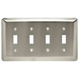   Stamped Round Quad Switch Wall Plate, Satin Nickel