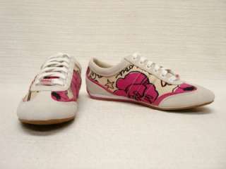 NIB COACH SIGNATURE DILLON POPPY+PINK PATENT LEATHER+SUEDE TENNIS 