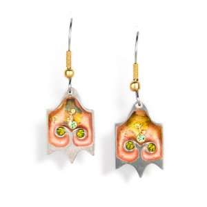Peach & Green Flower Earrings from the Artazia Collection #1202C GE OE
