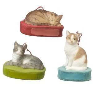  Seasons of Cannon Falls Cat In Bed Ornament Set of 3