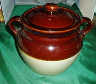 Monmouth Stoneware Large Bean Pot Maple Leaf Backstamp  