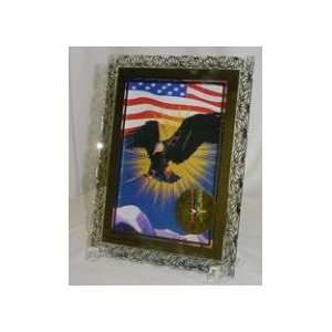    Eagle & Flag   9 Inch X 6 1/2 Inch Table Top Clock