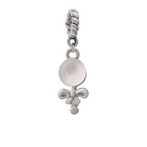  Clear Frosted Baby Rattle Silver European Charm Dangle 