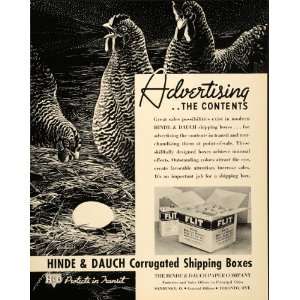  1937 Ad Hinde Dauch Corrugated Shipping Boxes Hens 