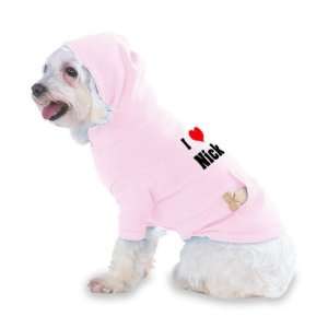 Love/Heart Nick Hooded (Hoody) T Shirt with pocket for your Dog or Cat 