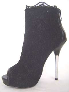 New BEBE Vikki Black Lace Stilettos Boots 5 6 7 8 9 10  