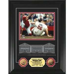 Johnny Bench HOF Archival Etched Glass 24KT Gold Coin 