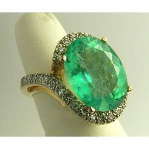   Movie Star Colombian Emerald & Diamond Cocktail Ring 