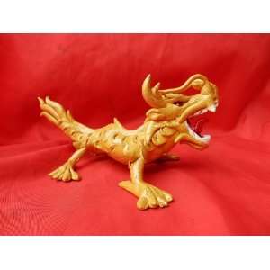 Dragonista 8 Inches Gold Dragon Dust Wood Natural Handcraft