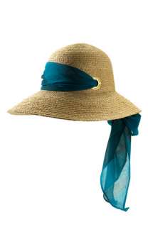 Juicy Couture Stripe Scarf Raffia Hat  