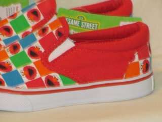 NIB Sesame Street ELMO Colorful Canvas Slip On Shoes, Sizes 5 & 10 