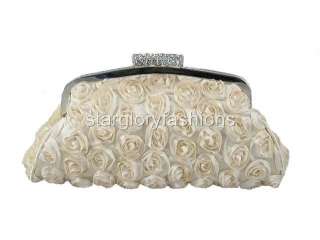 Champagne Rose Wedding Handbag Purse Clutch Lot Crystal CEL 025122