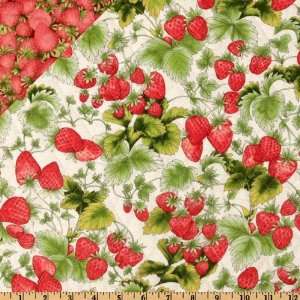 42 Wide Double Sided Quilted Cottage Kitchen Strawberries White/Red 