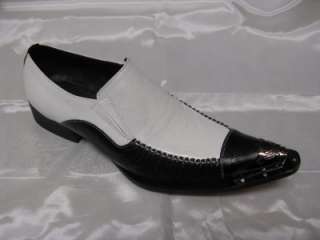 Fiesso New Black/ White Metal Tip Leather Shoes FI 8226  