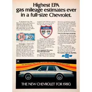 1979 Ad 1980 Chevrolet Caprice Classic Sedan Automobile 