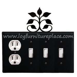   Iron Leaf Fan Quad Outlet/Switch/Switch/Switch Cover