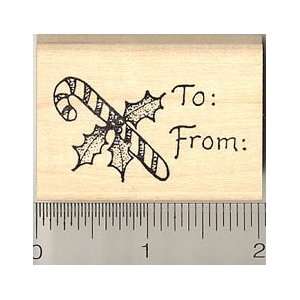  Christmas Candy Cane Gift Tag Rubber Stamp Arts, Crafts 