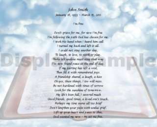 Personalized Family or Friend Memorial Im Free Poem  