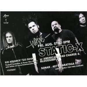  Static X Wayne Static Autographed 6x8 Promo Show Card 