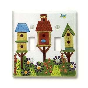   painted porcelain bird houses double toggle switchp