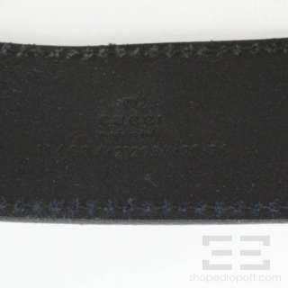 Gucci Black Leather & Silver Interlocking G Buckle Belt Size 90/36 