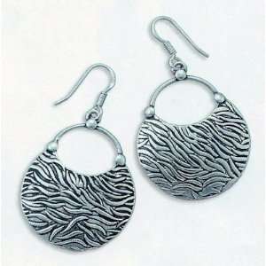  Oxidized Sterling Silver French Wire Earrings, 1 3/8 inch 