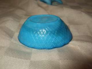 Vintage Blue Slag Glass Hen Nest Salt Basketweave NICE  