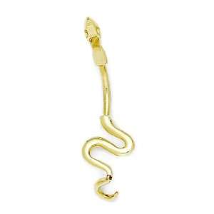  14k Yellow Gold 14 Gauge Snake Body Jewelry Belly Ring 