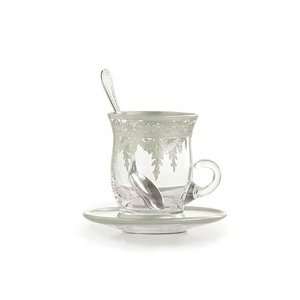  Arte Italica Vetro Silver Cup & Saucer with Spoon Kitchen 