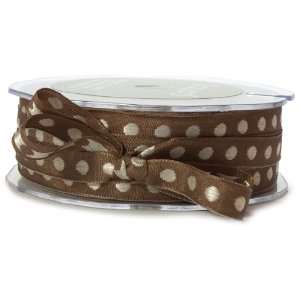 May Arts 3/8 Inch Wide Ribbon, Brown with Ivory Dots Arts 