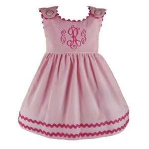   Linens 6009PH Bon Bon Corduroy Dress in Pink with Hot Pink Trim Baby