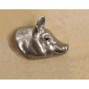  Pig Head Cabinet Knob/Pull In Pewter (Facing Right)