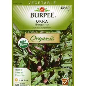  Burpee 68455 Organic Okra Burgundy Seed Packet Patio 